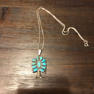Genuine Turquoise and Sterling Sliver Necklace